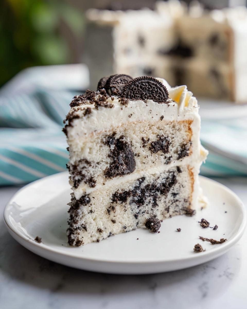 Cookies and cream cake slice